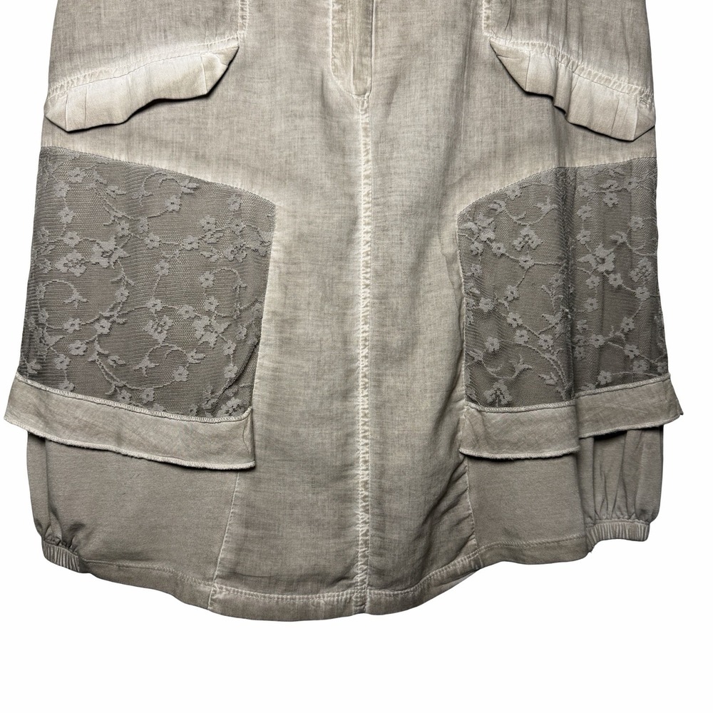 Dolcezza Michael Phillips Lace Patchwork Bubble Hem Skirt Boho Taupe M Lagenlook - Picture 10 of 13